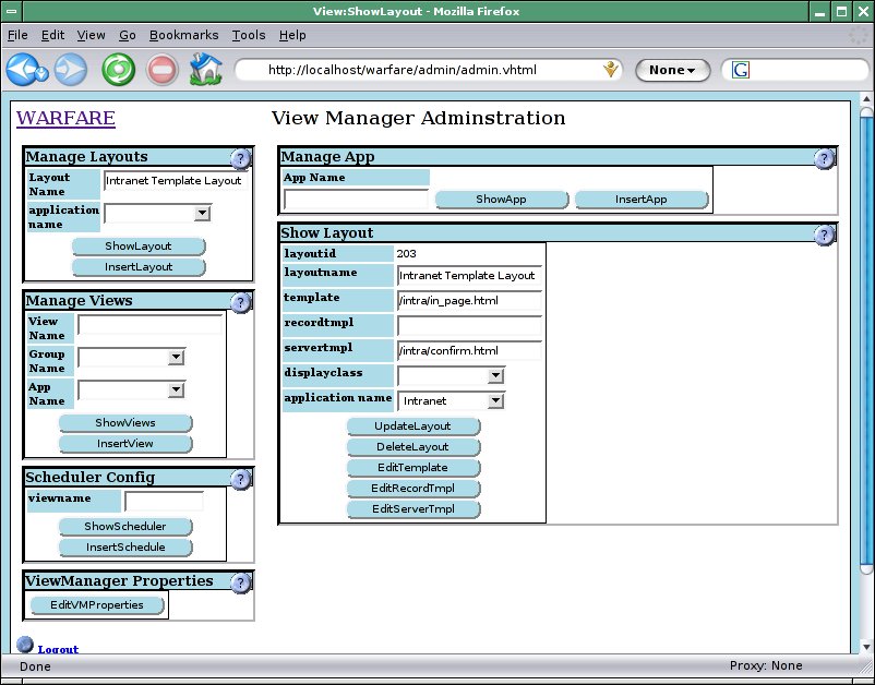 The Layout Admin Screen.