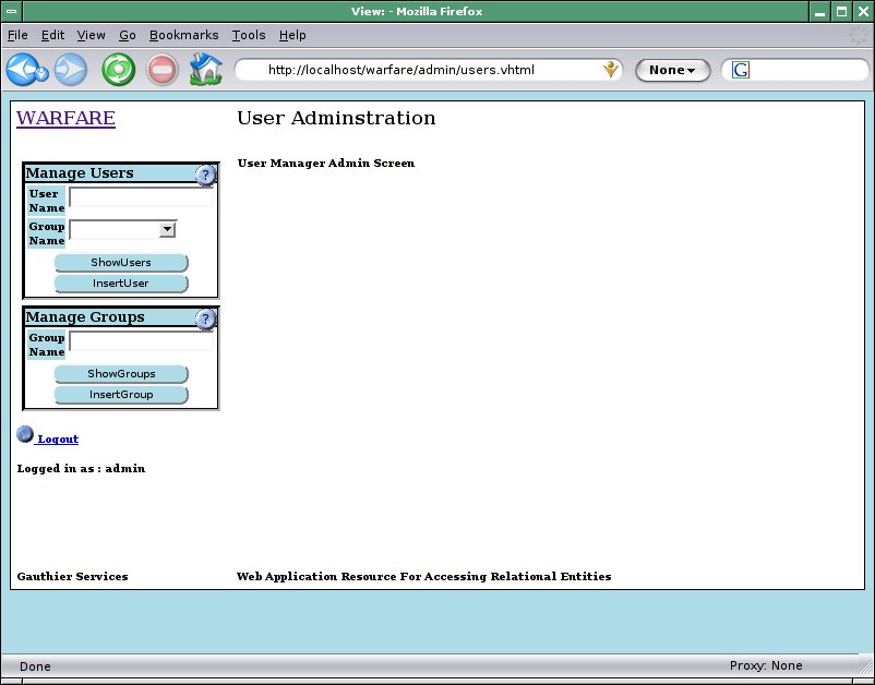 The User Admin Screen.